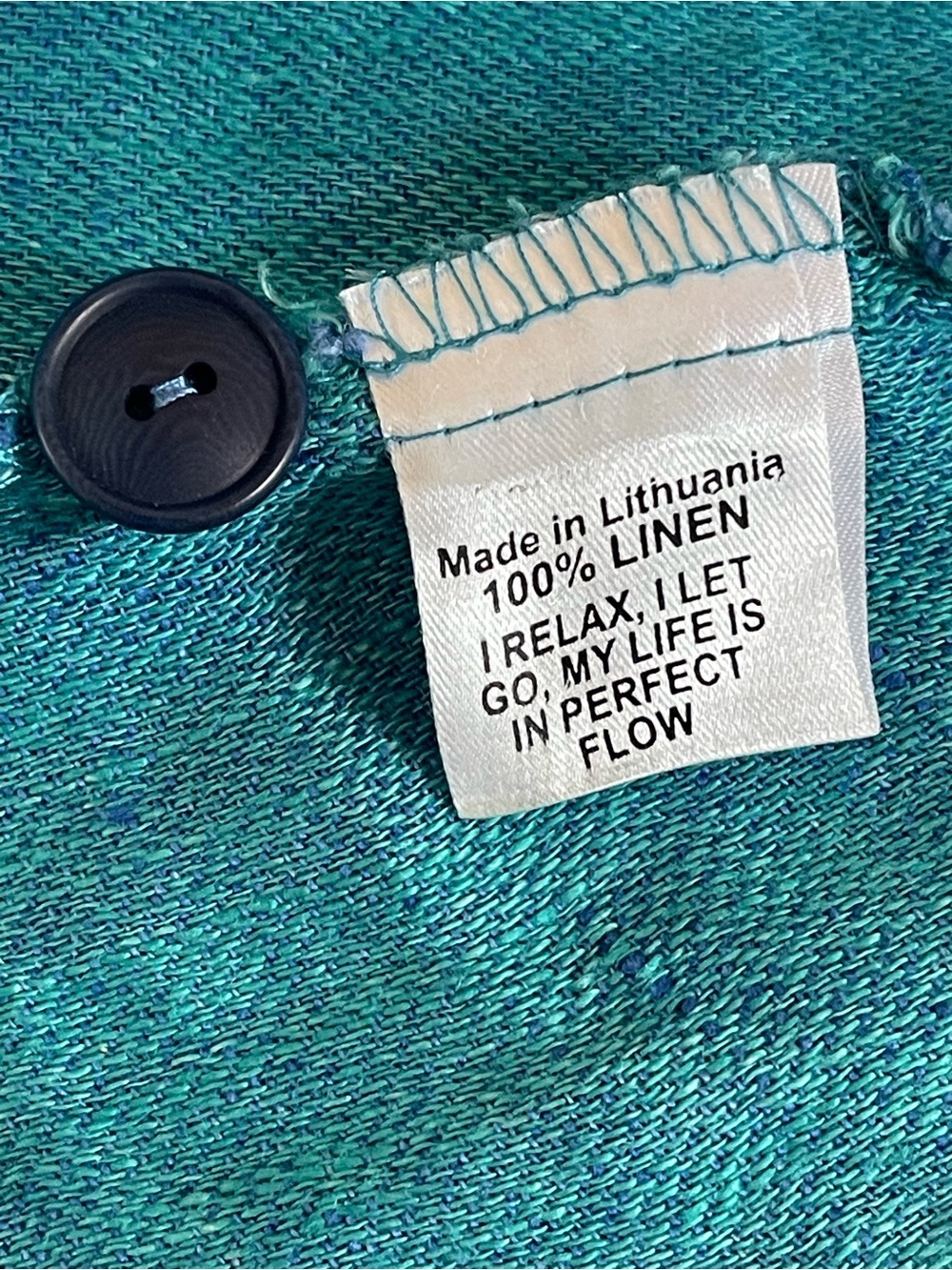 FLAX Size S 100% Linen Long Cardigan Duster Blue Lithuania - Picture 7 of 7